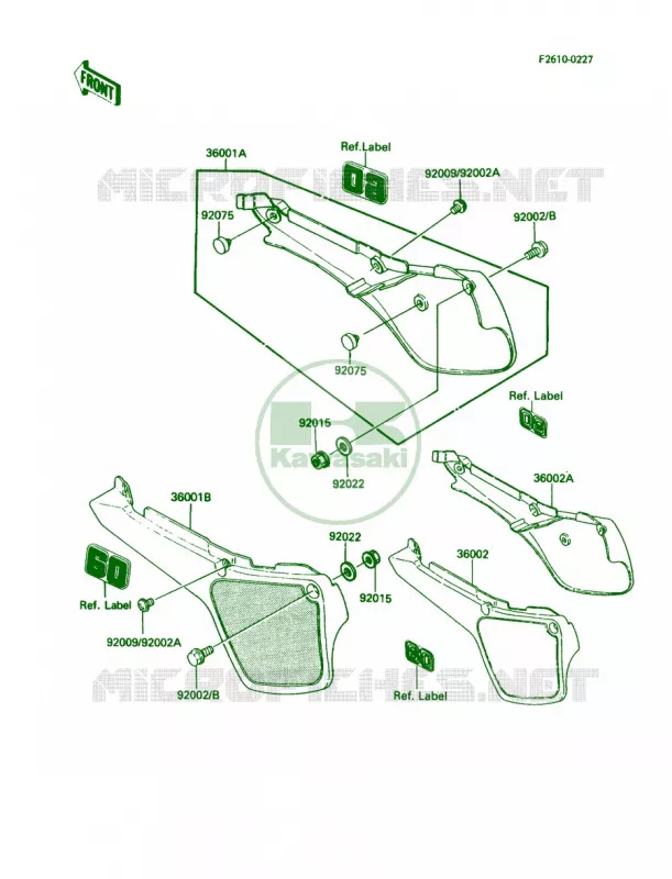 Side Covers Kawasaki MOTOS 60 1987 KX60  KX60-B3