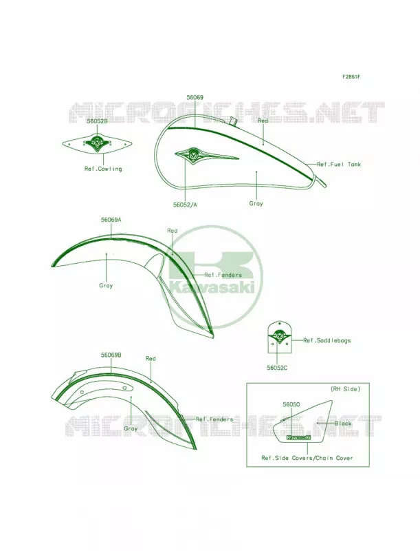 DecalsRedGrayDEF Kawasaki MOTOS 900 2014 Vulcan 900 Classic LT  VN900DEF