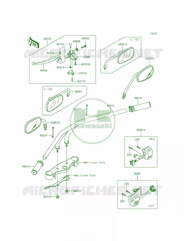 Handlebar Kawasaki MOTOS 900 2014 Vulcan 900 Custom  VN900CEFA