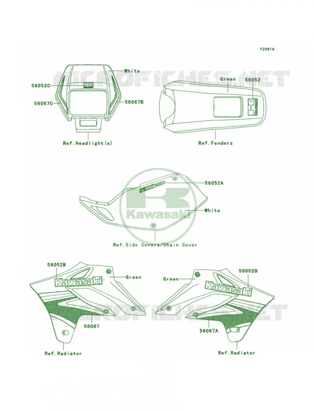 DecalsH7F Kawasaki MOTOS 250 2007 KLX250S  KLX250H7F