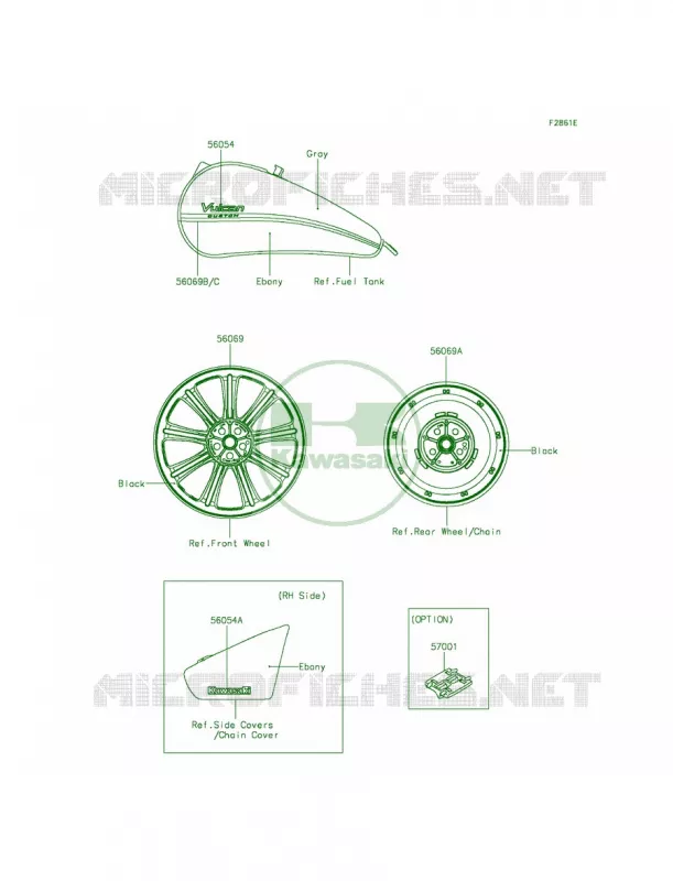 DecalsEbonyGrayCEFA Kawasaki MOTOS 900 2013 Vulcan 900 Custom  VN900CDFA