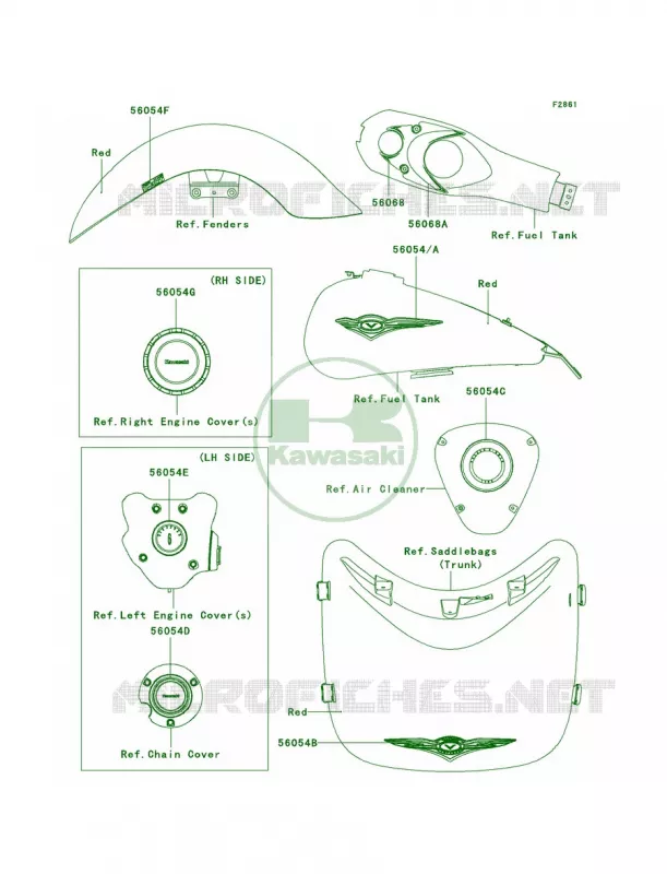 DecalsRedB9F Kawasaki MOTOS 1700 2012 Vulcan 1700 Voyager ABS  VN1700BCF