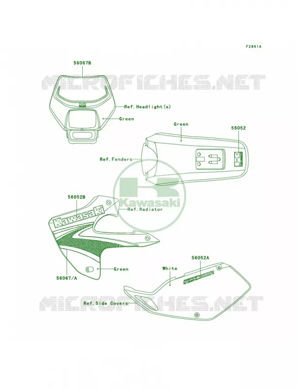 DecalsA7FGreen Kawasaki MOTOS 300 2007 KLX300R  KLX300A7F