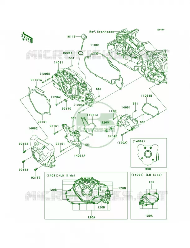 Left Engine Covers Kawasaki MOTOS 1700 2012 Vulcan 1700 Vaquero  VN1700JCF