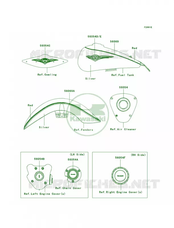 DecalsRedSilverCCF Kawasaki MOTOS 1700 2012 Vulcan 1700 Nomad  VN1700CCF