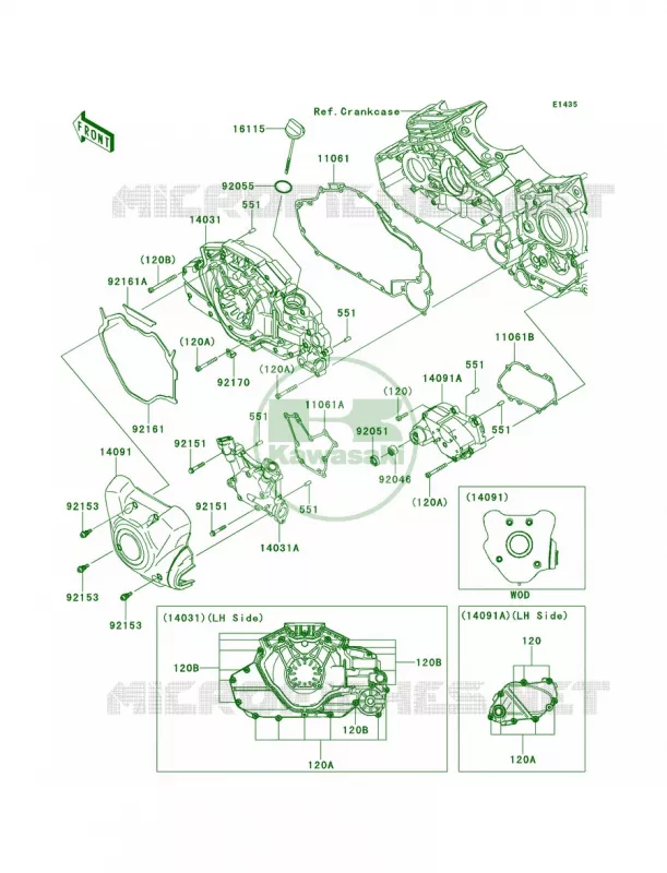 Left Engine Covers Kawasaki MOTOS 1700 2011 Vulcan 1700 Voyager  VN1700ABF