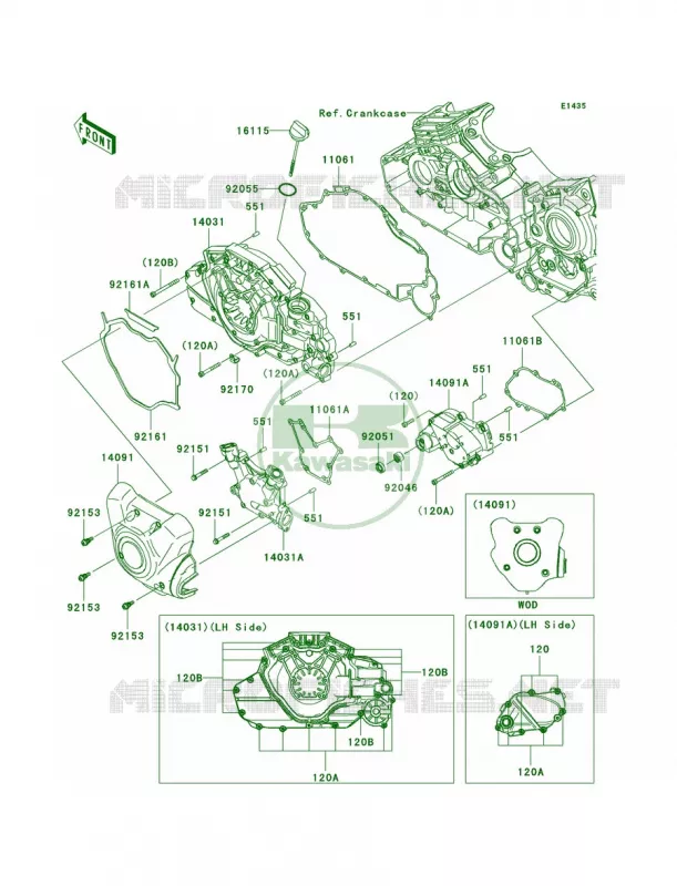 Left Engine Covers Kawasaki MOTOS 1700 2011 Vulcan 1700 Classic  VN1700EBF