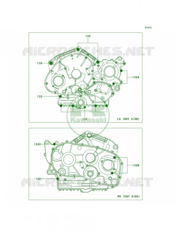 Crankcase Bolt Pattern Kawasaki MOTOS 900 2011 Vulcan 900 Custom  VN900CBF