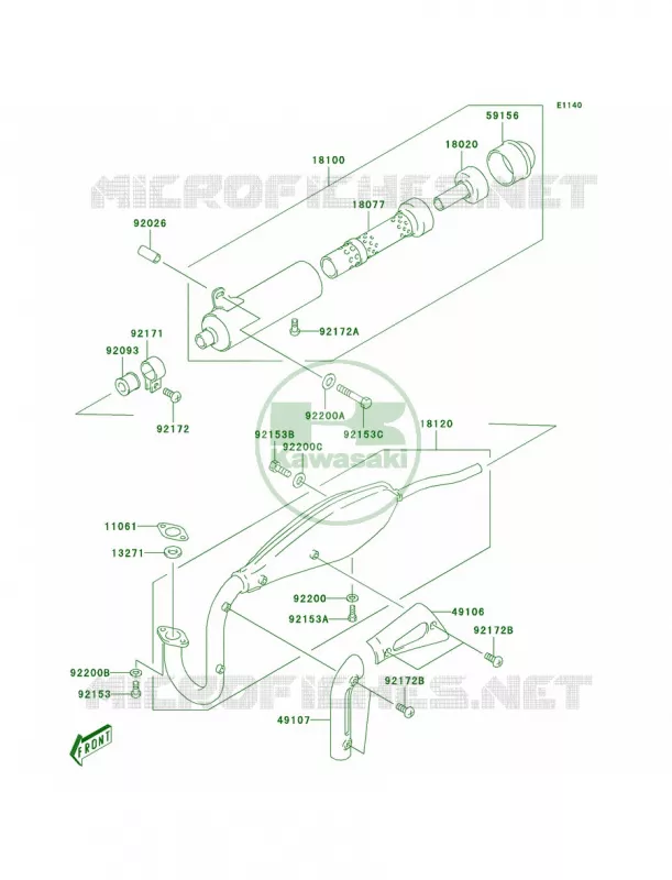 Mufflers Kawasaki MOTOS 50 2006 KDX50  KDX50A6F