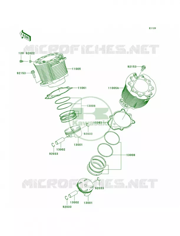CylinderPistons Kawasaki MOTOS 2000 2009 Vulcan 2000 Classic  VN2000H9F