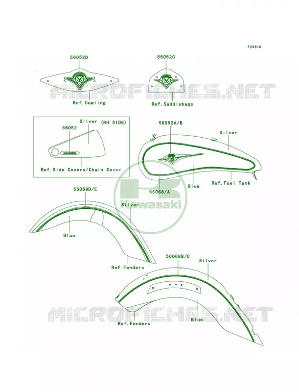 DecalsSilverBlueJ9F Kawasaki MOTOS 2000 2009 Vulcan 2000 Classic LT  VN2000J9F