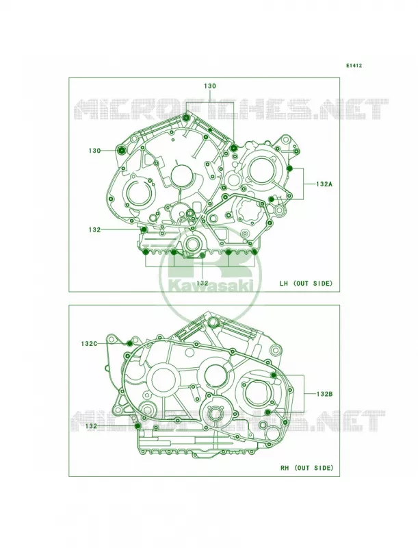 Crankcase Bolt Pattern Kawasaki MOTOS 900 2009 Vulcan 900 Custom  VN900C9F