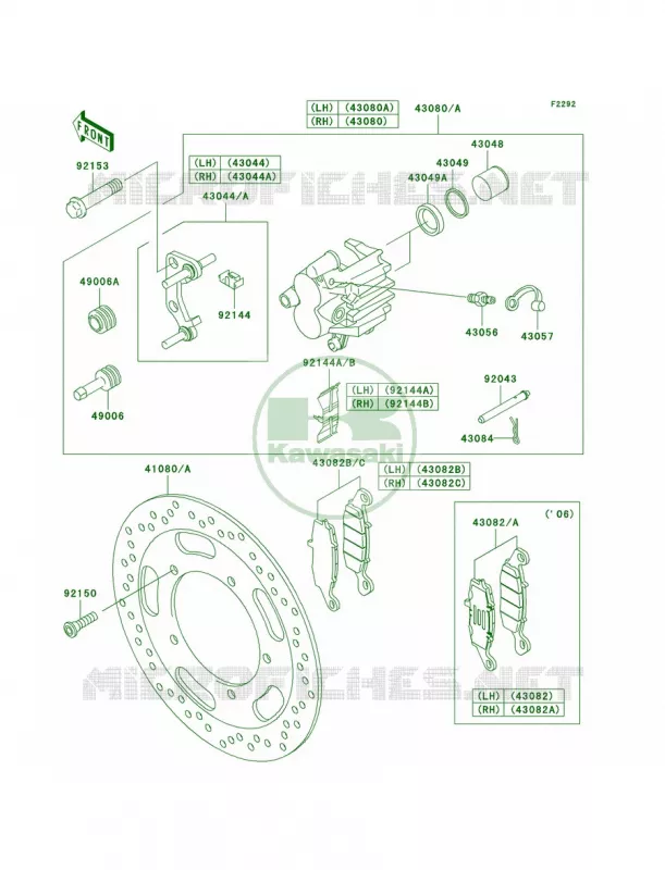 Front Brake Kawasaki MOTOS 1600 2008 Vulcan 1600 Nomad  VN1600D8F