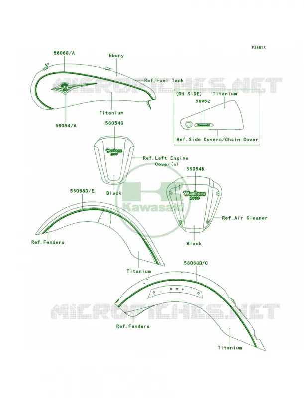 DecalsTitaniumG9F Kawasaki MOTOS 2000 2008 Vulcan 2000  VN2000G8F
