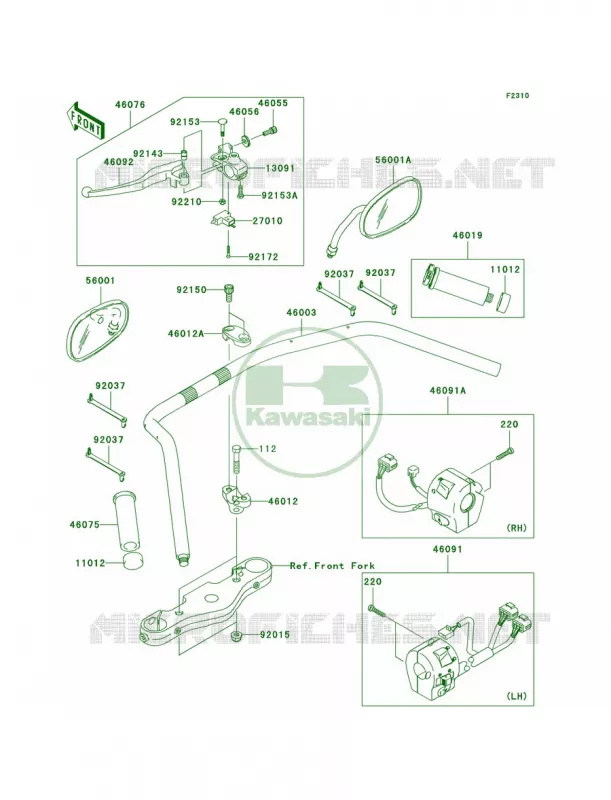 Handlebar Kawasaki MOTOS 2000 2008 Vulcan 2000  VN2000G8F