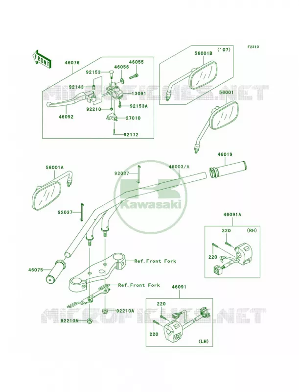 Handlebar Kawasaki MOTOS 900 2008 Vulcan 900 Custom  VN900C8F
