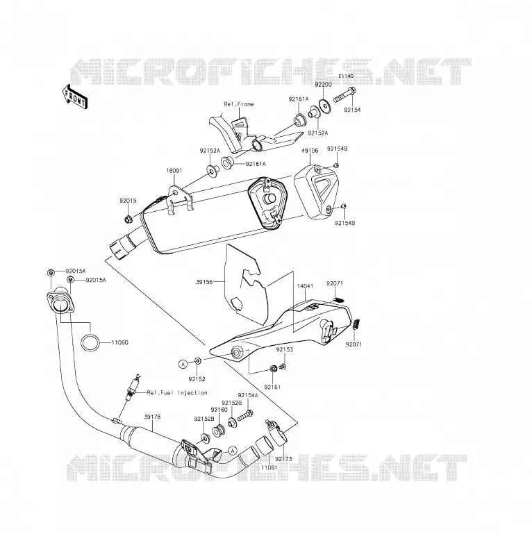 &Eacute;CHAPPEMENT Kawasaki MOTOS 250 2015 Z250SL ABS  BR250FFS