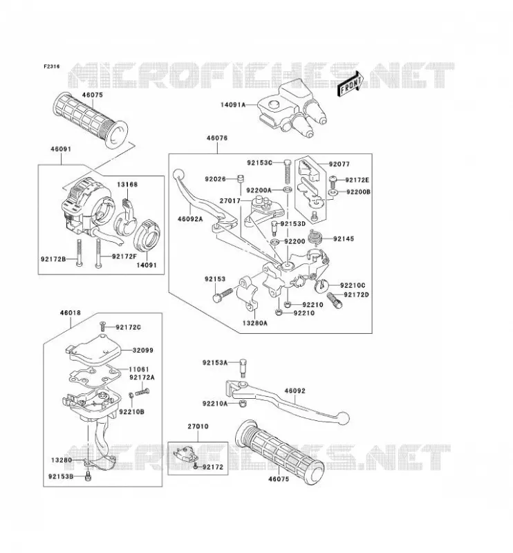 POIGNEE GUIDON(-JSAAK47B32108571) Kawasaki QUAD 400 2005 KFX400  KSF400-A3