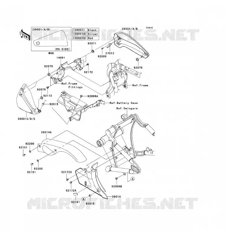CACHE LAT&Eacute;RAL/GARDE CHAINE Kawasaki MOTOS 2000 2009 VN2000 CLASSIC  VN2000H9F
