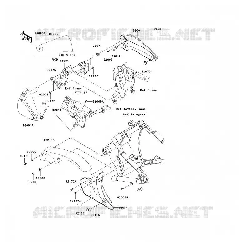CACHE LAT&Eacute;RAL/GARDE CHAINE Kawasaki MOTOS 2000 2009 VN2000 CLASSIC  VN2000H9F
