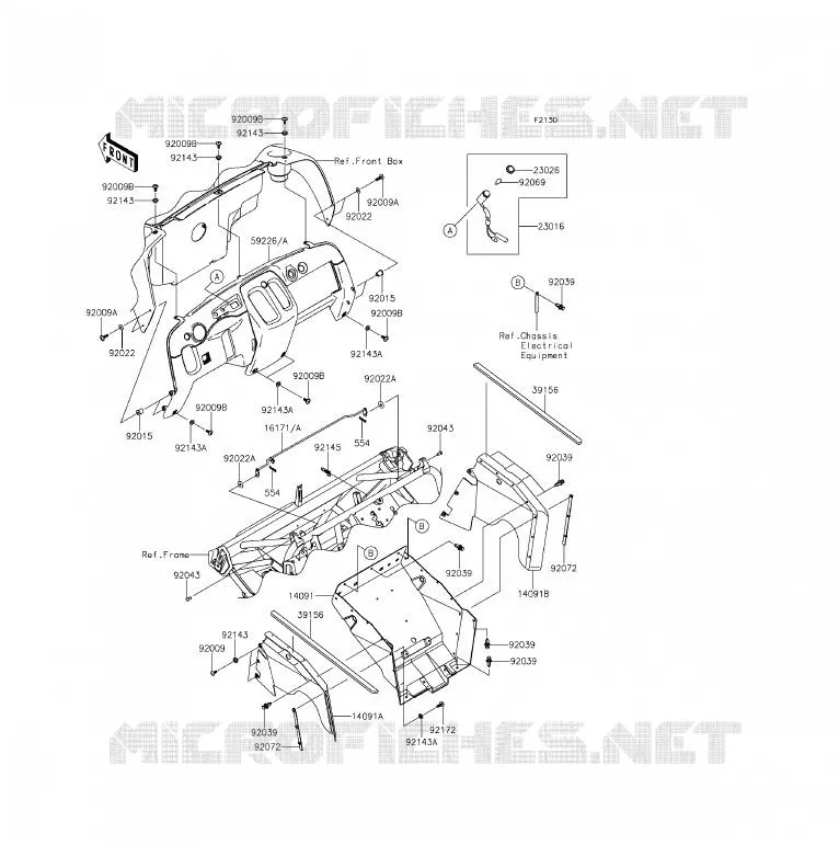 PIECE DE CADRE(AVANT) Kawasaki SSV 400 2011 MULE 610 4X4 XC  KAF400EBF