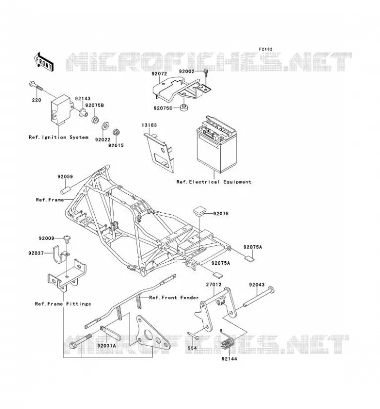SUPPORT BATTERIE Kawasaki QUAD 220 2001 KLF220  KLF220-A14