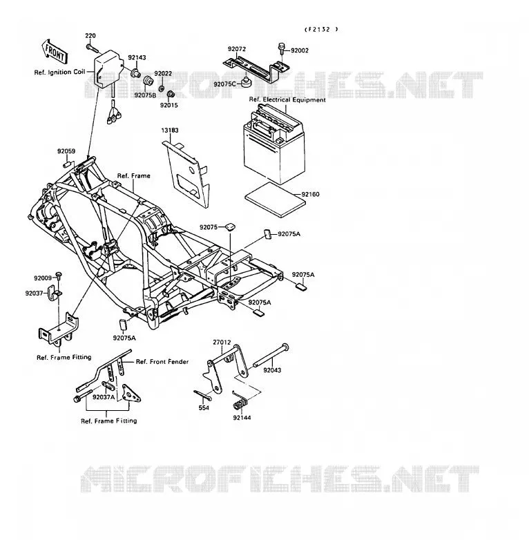 SUPPORT BATTERIE Kawasaki QUAD 220 1989 KLF220  KLF220-A2