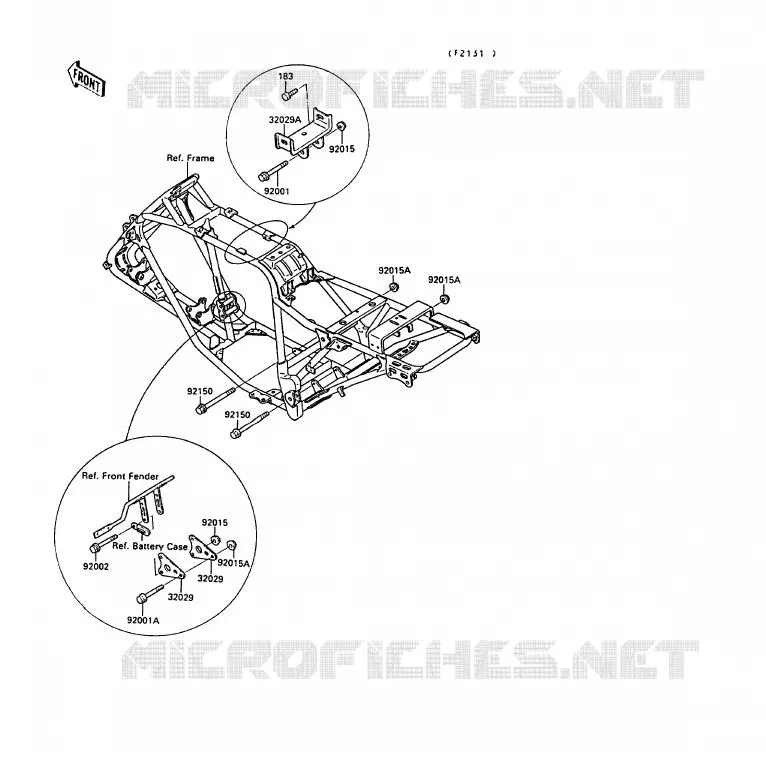 PIECE DE CADRE Kawasaki QUAD 220 1989 KLF220  KLF220-A2
