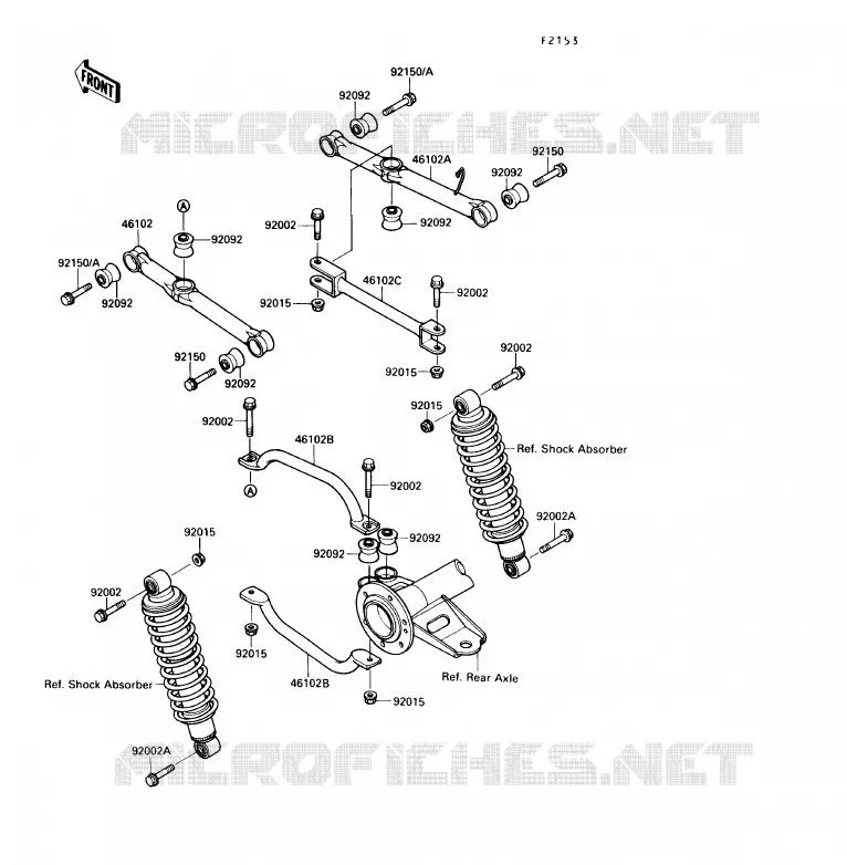 SUSPENSION ARRI&Egrave;RE Kawasaki QUAD 220 1990 KLF220  KLF220-A3