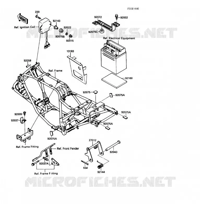 SUPPORT BATTERIE Kawasaki QUAD 220 1990 KLF220  KLF220-A3