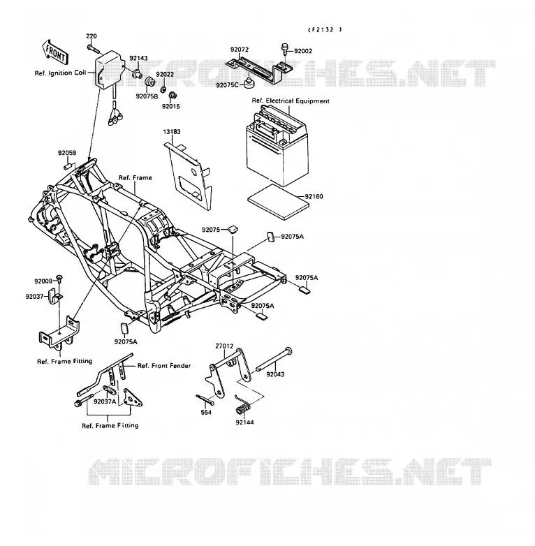 SUPPORT BATTERIE Kawasaki QUAD 220 1990 KLF220  KLF220-A3A