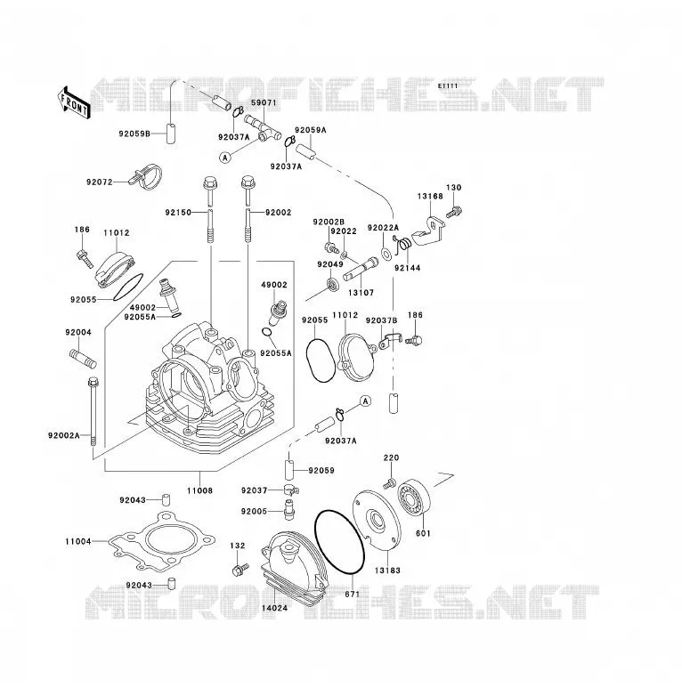 CULASSE Kawasaki QUAD 220 1993 KLF220  KLF220-A6