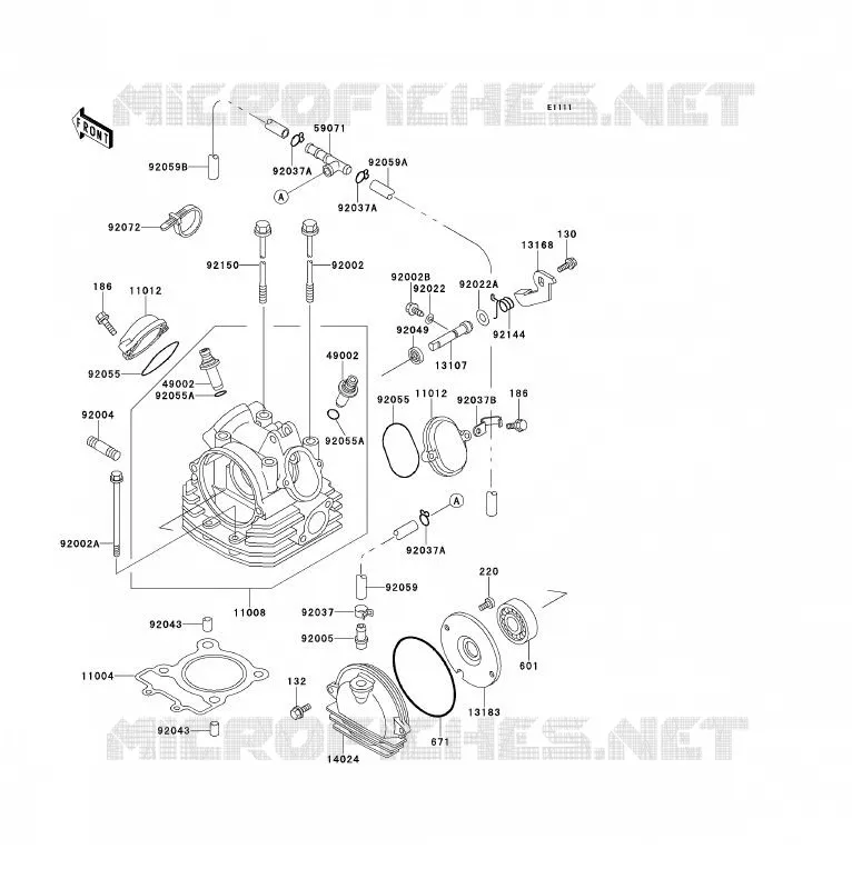 CULASSE Kawasaki QUAD 220 1993 KLF220  KLF220-A6