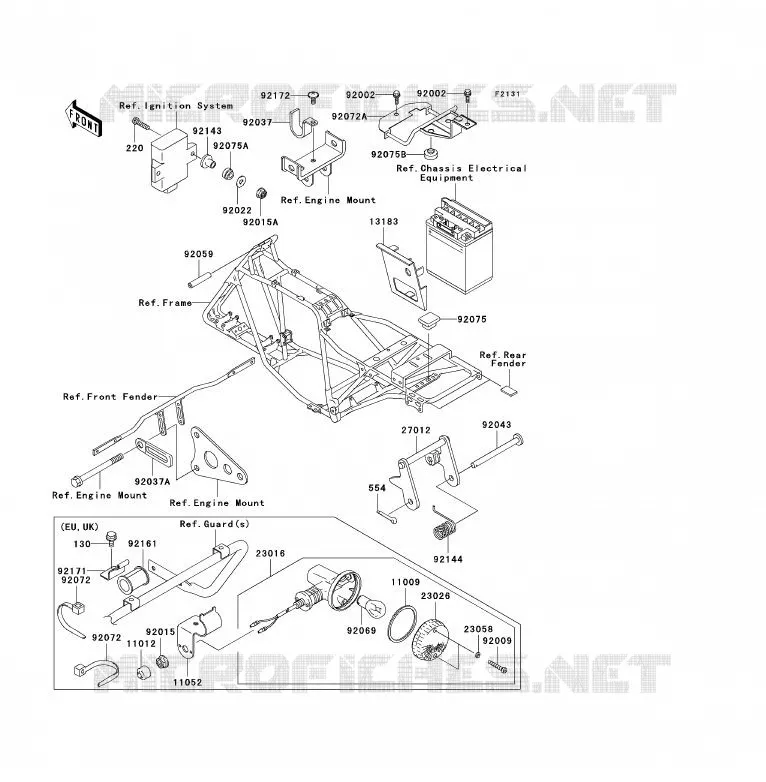 PIECE DE CADRE (COUVERTURE) Kawasaki QUAD 250 2003 KLF250  KLF250-A1