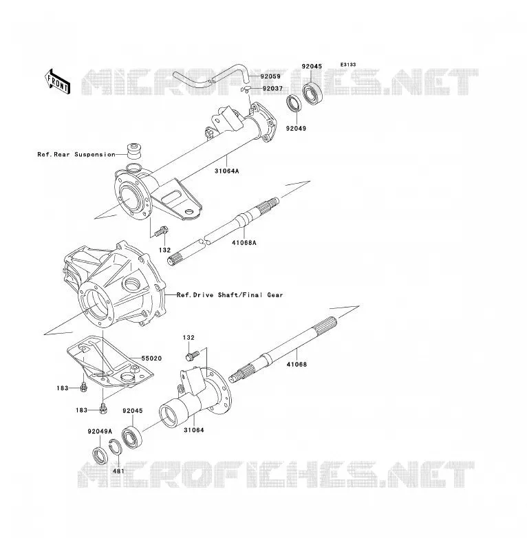 AXE ARRI&Egrave;RE Kawasaki QUAD 250 2006 KLF250  KLF250A6F