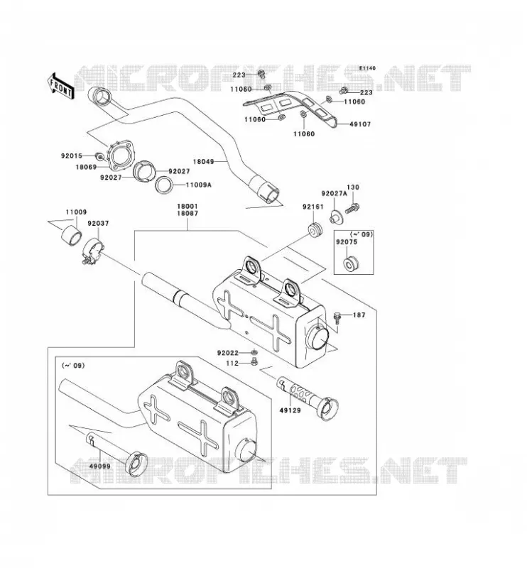 &Eacute;CHAPPEMENT Kawasaki QUAD 250 2007 KLF250  KLF250A7F