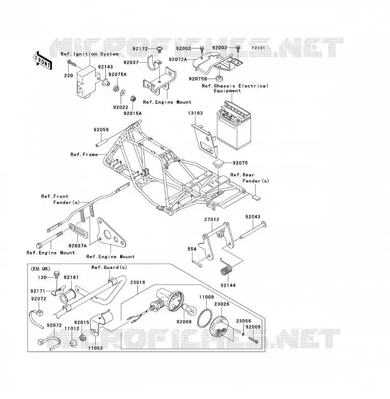 PIECE DE CADRE (COUVERTURE) Kawasaki QUAD 250 2008 KLF250  KLF250A8F