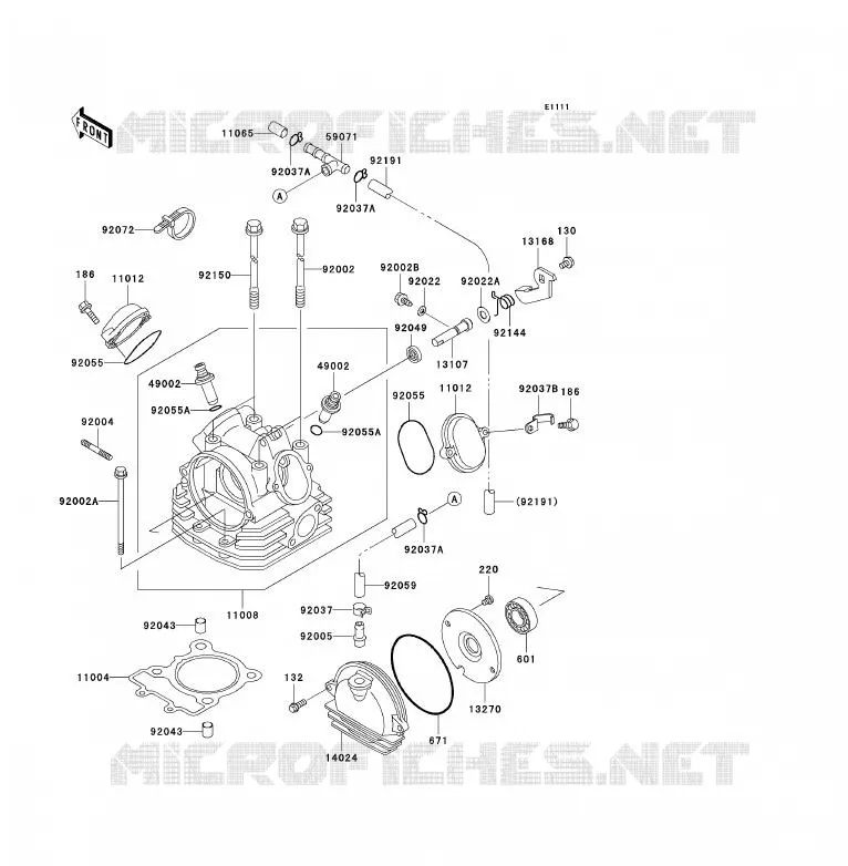 CULASSE Kawasaki QUAD 250 2008 KLF250  KLF250A8F