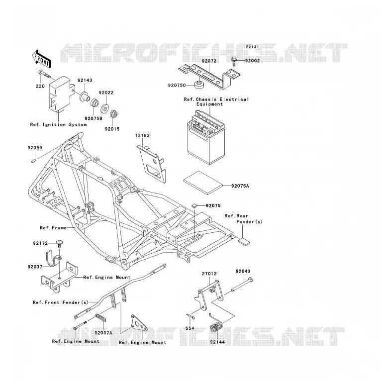 PIECE DE CADRE (COUVERTURE) Kawasaki QUAD 250 2010 KLF250  KLF250AAF
