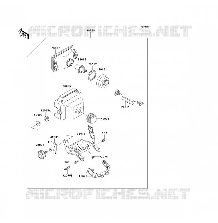 PIECE EN OPTION(PHARE) Kawasaki QUAD 300 2001 KLF300  KLF300-B14