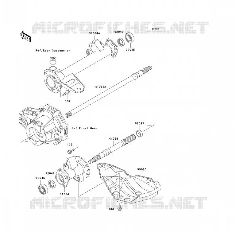 AXE ARRI&Egrave;RE Kawasaki QUAD 300 2004 KLF300  KLF300-B17