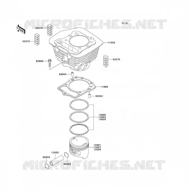 CYLINDRE/PISTON Kawasaki QUAD 300 2006 KLF300  KLF300B6F