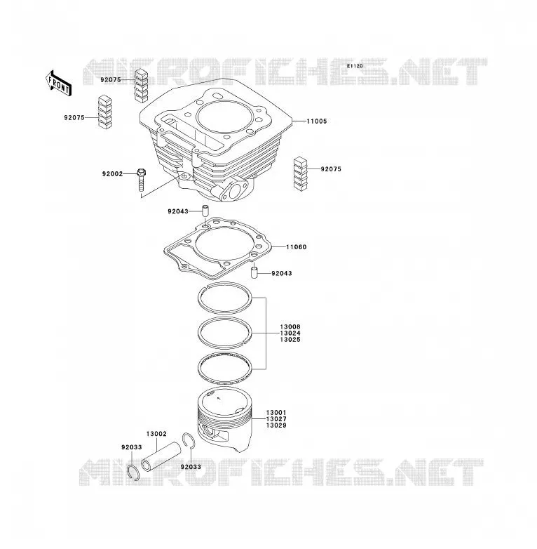 CYLINDRE/PISTON Kawasaki QUAD 300 2006 KLF300  KLF300B6F