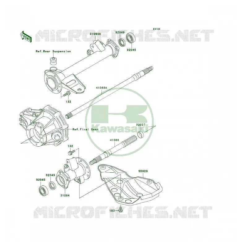 AXE ARRI&Egrave;RE Kawasaki QUAD 300 1995 KLF300  KLF300-B8A