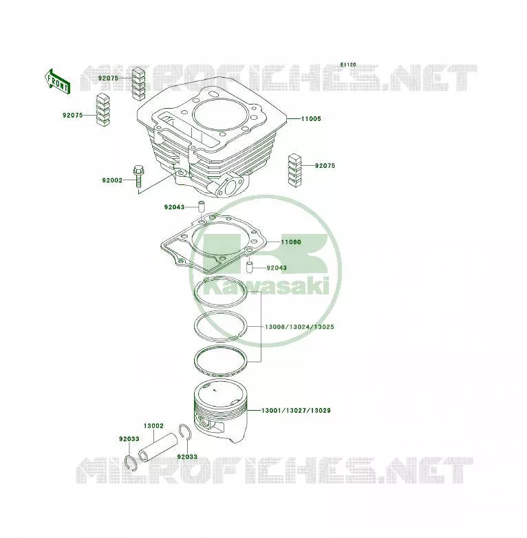CYLINDRE/PISTON Kawasaki QUAD 300 1995 KLF300  KLF300-B8A