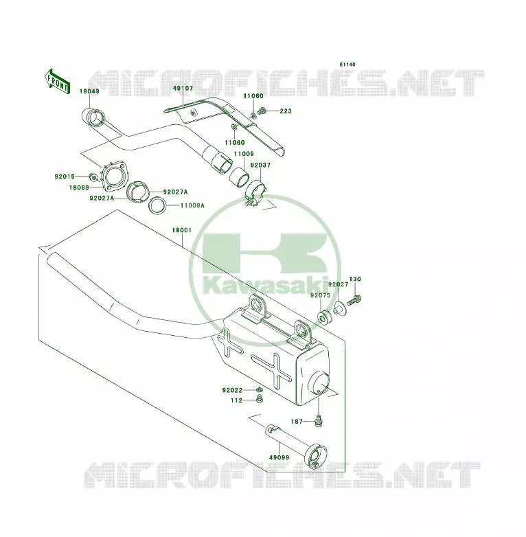 &Eacute;CHAPPEMENT Kawasaki QUAD 300 1995 KLF300  KLF300-B8A