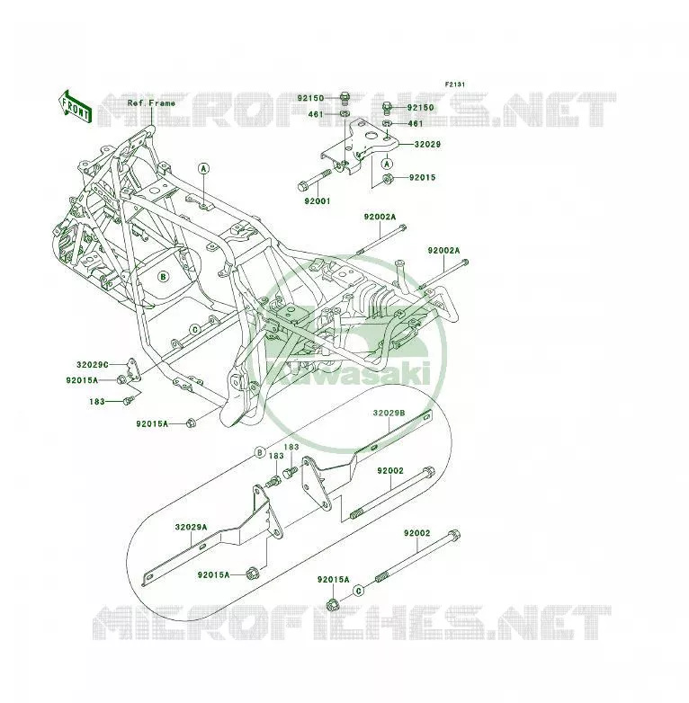 PIECE DE CADRE (COUVERTURE) Kawasaki QUAD 300 1995 KLF300  KLF300-B8A