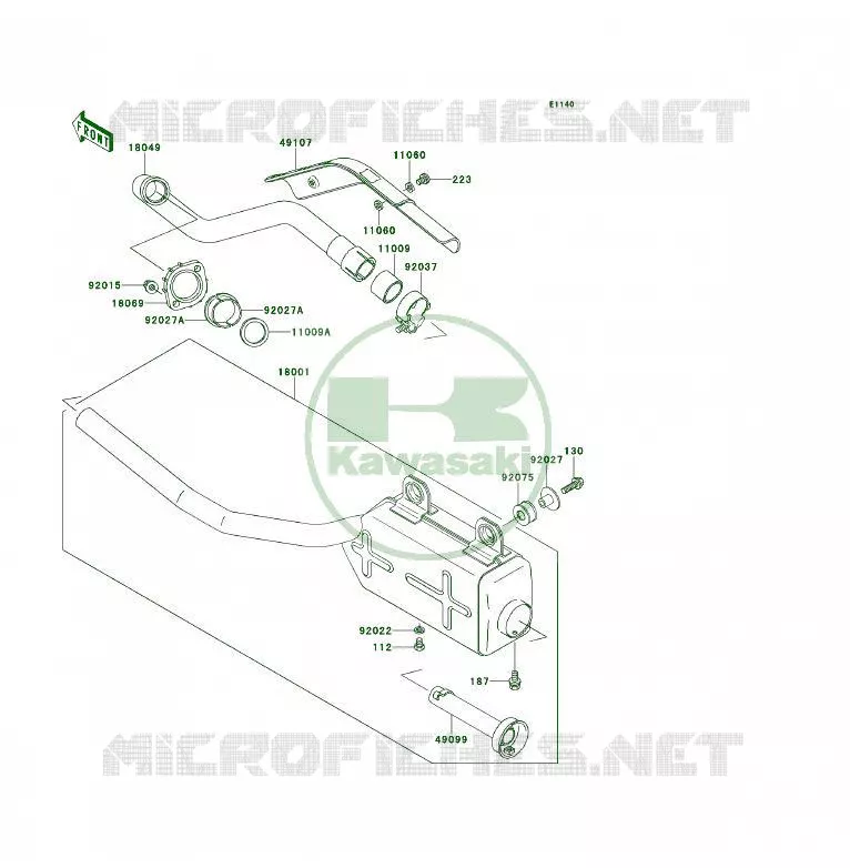 &Eacute;CHAPPEMENT Kawasaki QUAD 300 1996 KLF300  KLF300-B9