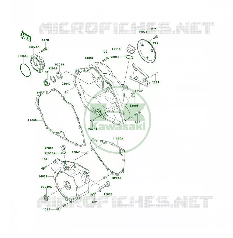 COUVERCLES MOTEUR Kawasaki QUAD 300 1996 KLF300  KLF300-B9