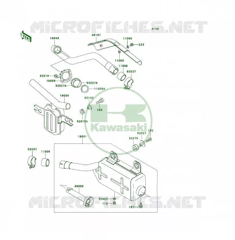 &Eacute;CHAPPEMENT Kawasaki QUAD 300 1998 KLF300 4X4  KLF300-C10